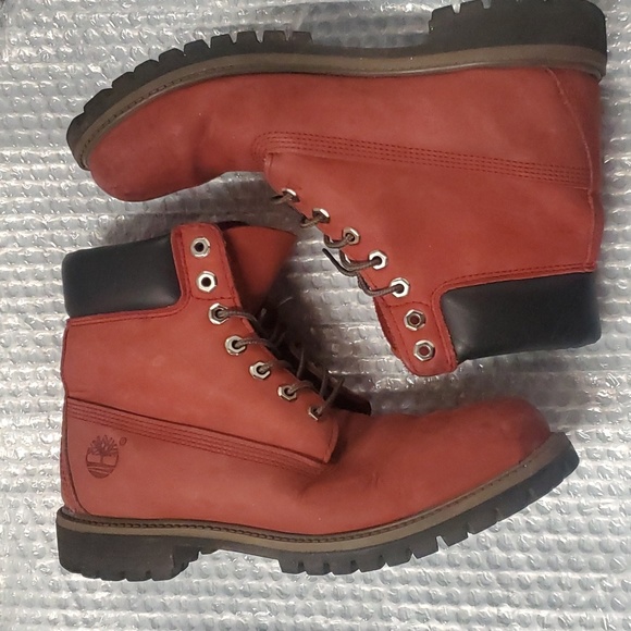 Hiking boots Timberlands Berry red Suede leather 9.5 M - Picture 4 of 9